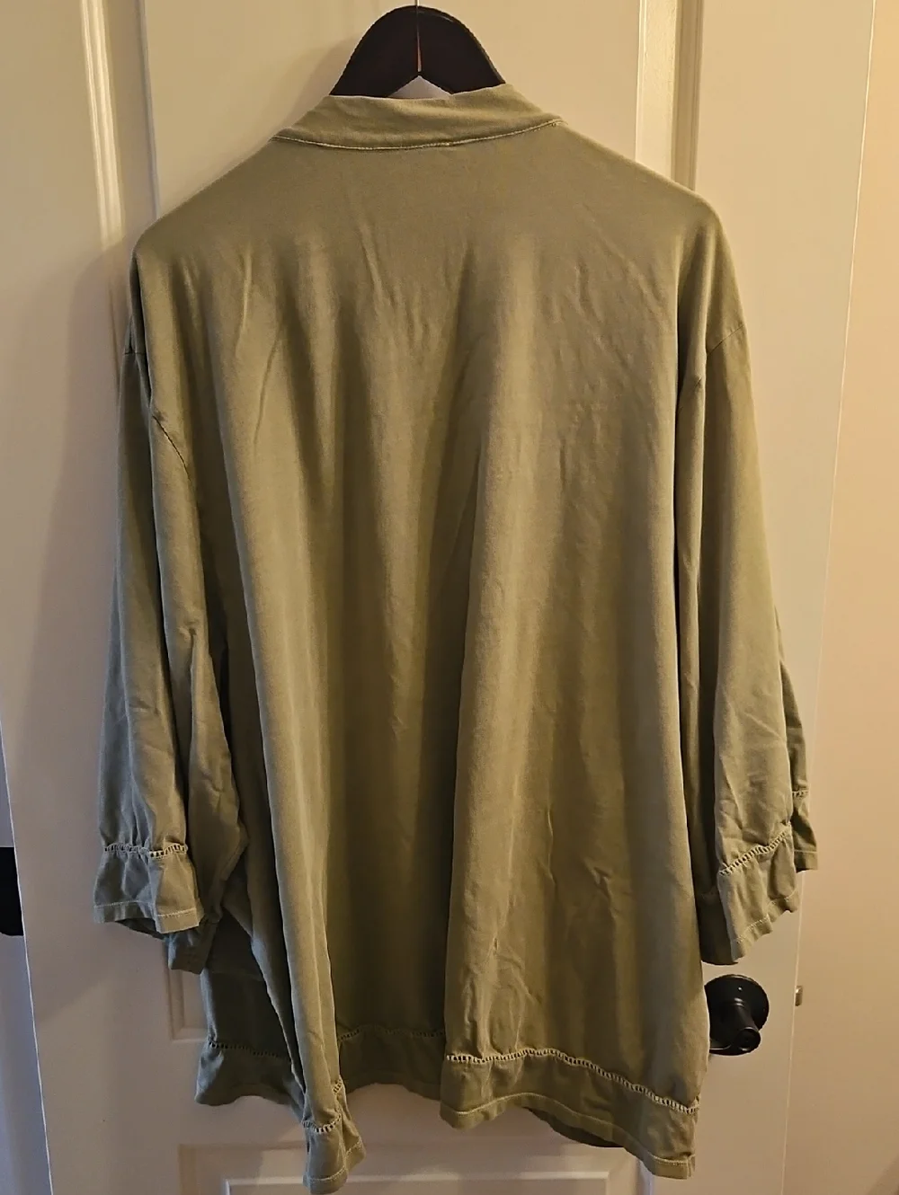 Maggie’s Organics Green Organic Cotton Kimono, Large, Boho Lounge Cardigan - Picture 5 of 9